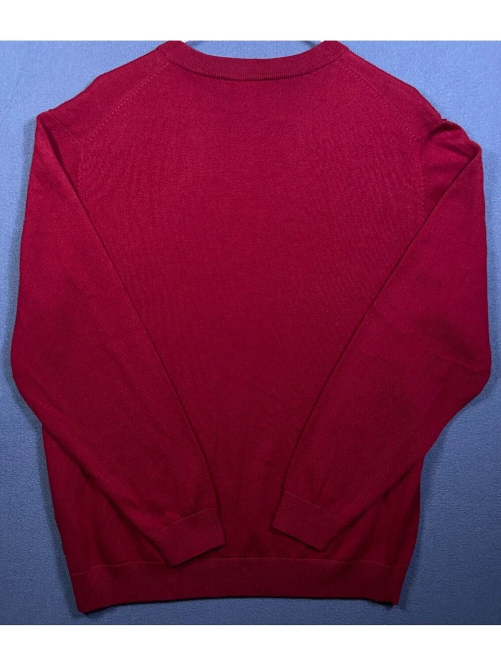 TURNBURY RED EXTRA FINE MERINO WOOL CLASSIC V-NECK LONG SLEEVE SWEATER SZ L EUC!
